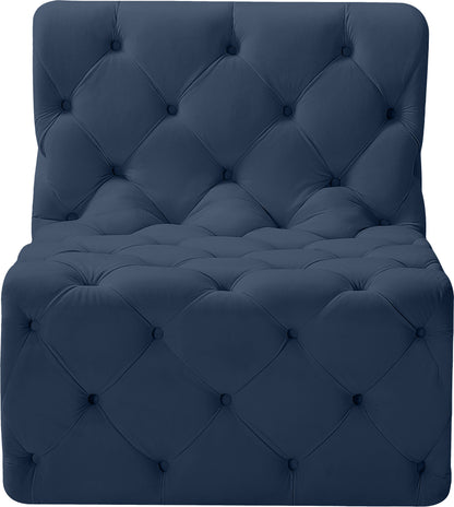 Luna Navy Velvet Armless Chair Armless