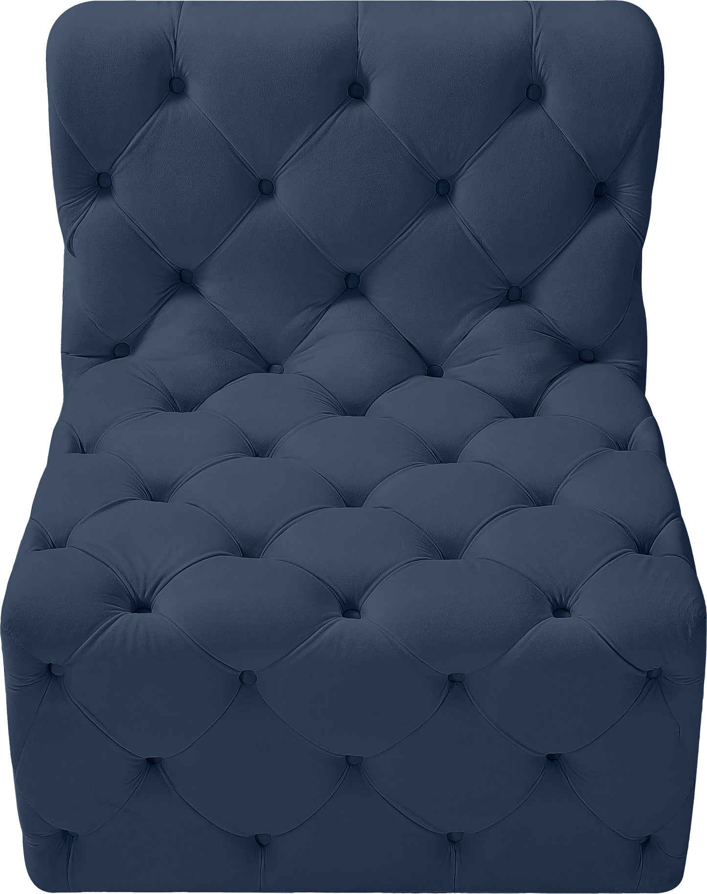 luna navy velvet armless chair armless