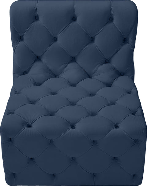 Luna Navy Velvet Armless Chair Armless