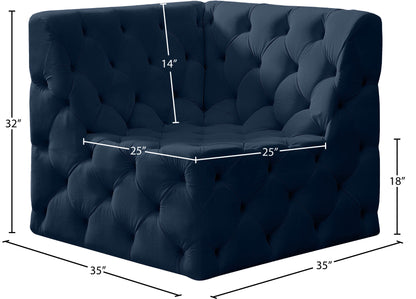 Luna Navy Velvet Corner Chair Corner