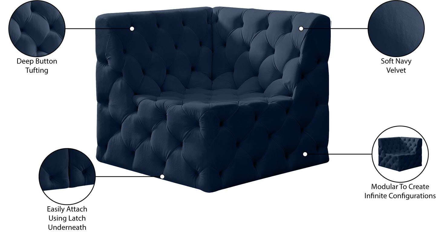 luna navy velvet corner chair corner