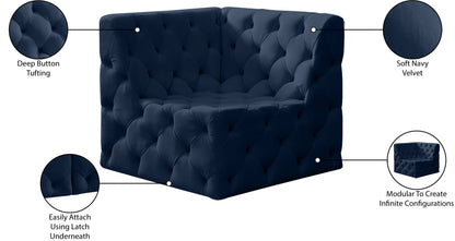 Luna Navy Velvet Corner Chair Corner