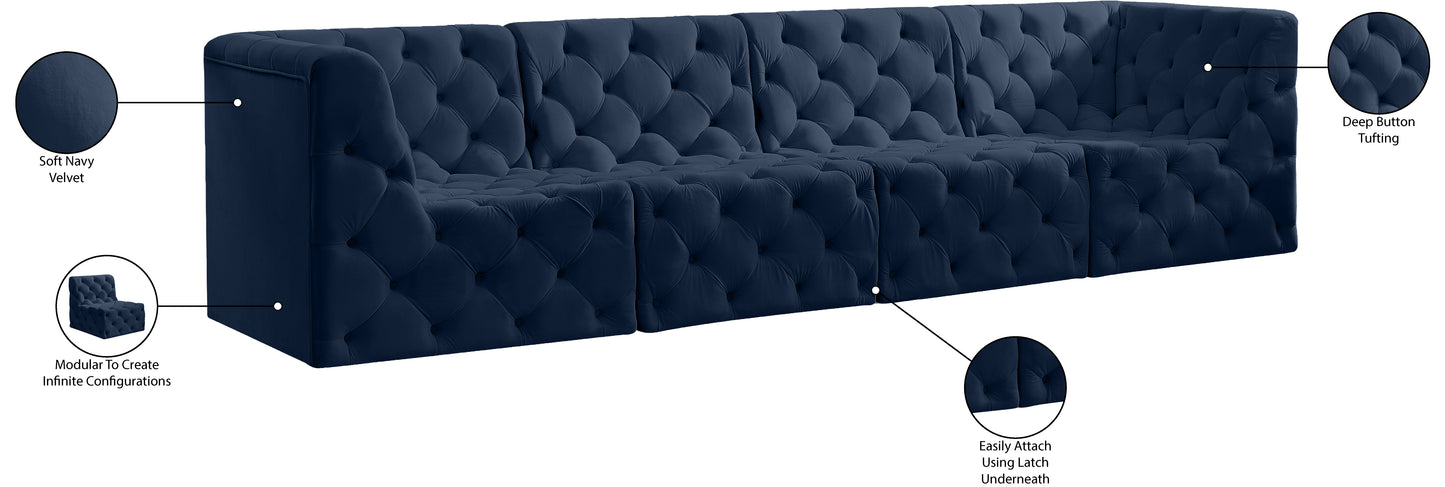 luna navy velvet modular sofa s128