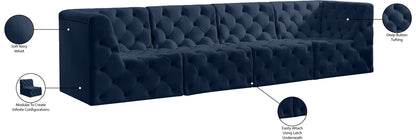 Luna Navy Velvet Modular Sofa S128