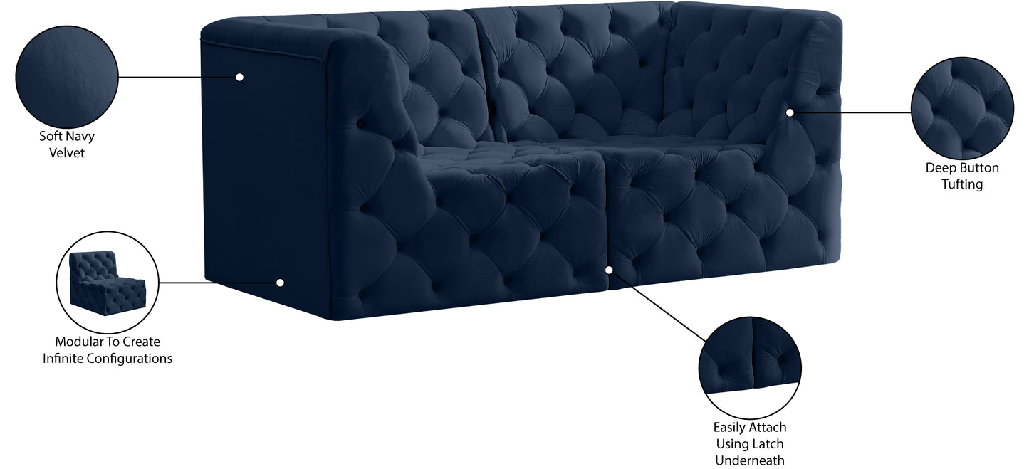 luna navy velvet modular sofa s70