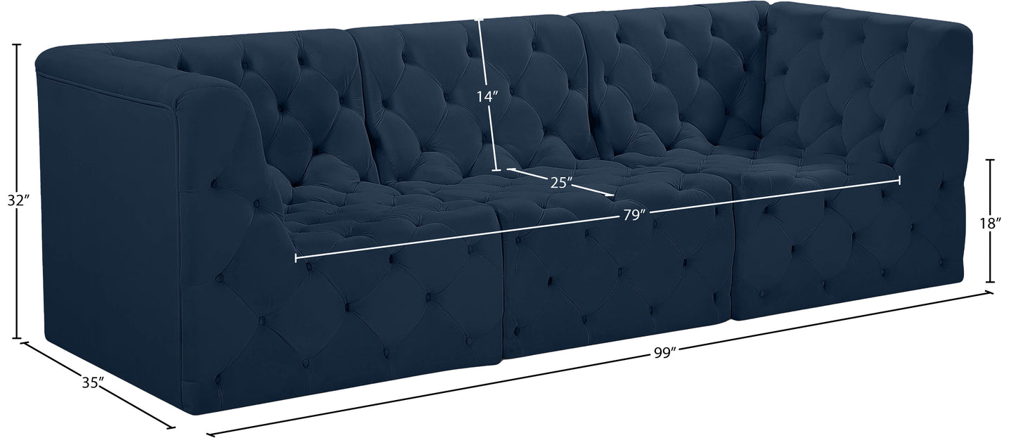 luna navy velvet modular sofa s99