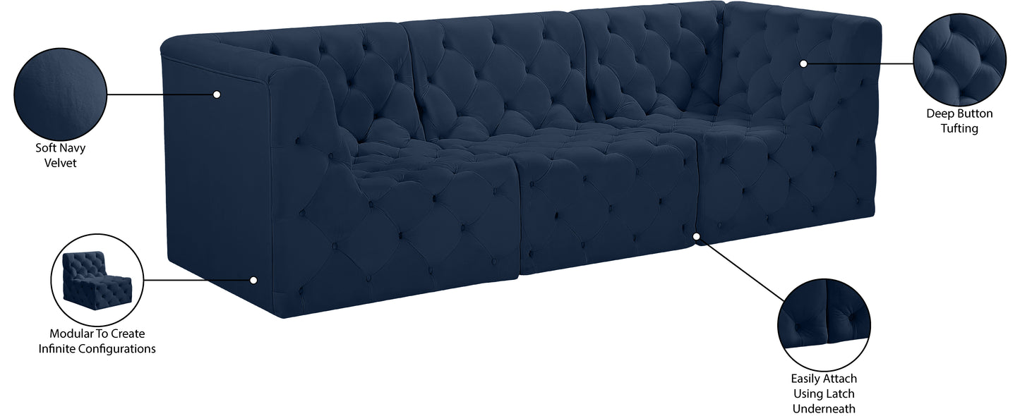 luna navy velvet modular sofa s99