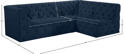 Luna Navy Velvet Modular Sectional Sec4A