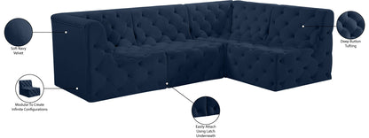 Luna Navy Velvet Modular Sectional Sec4A