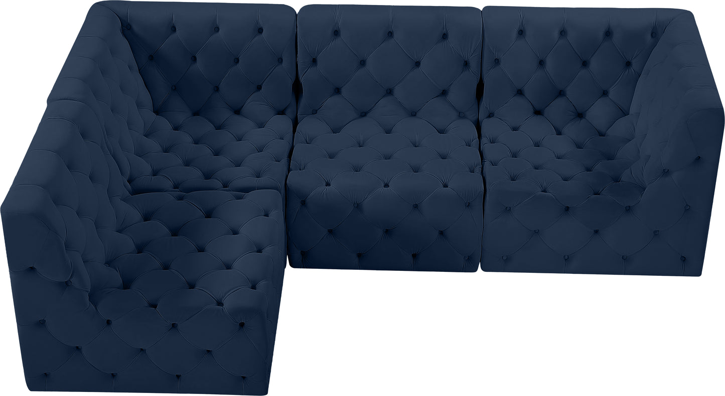 luna navy velvet modular sectional sec4a