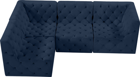 Luna Navy Velvet Modular Sectional Sec4A