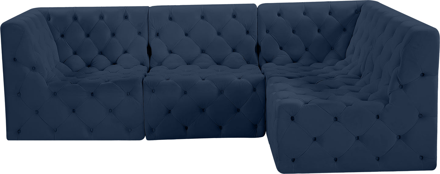 luna navy velvet modular sectional sec4a