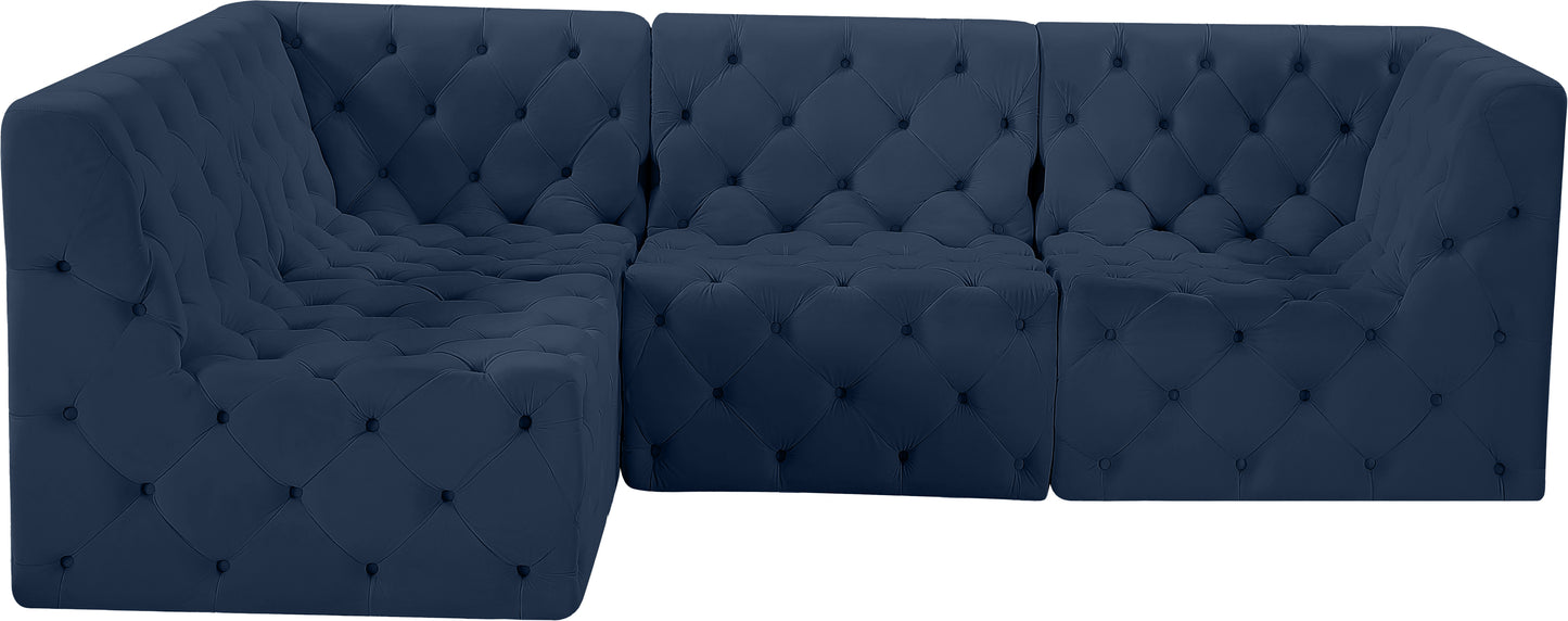 luna navy velvet modular sectional sec4a