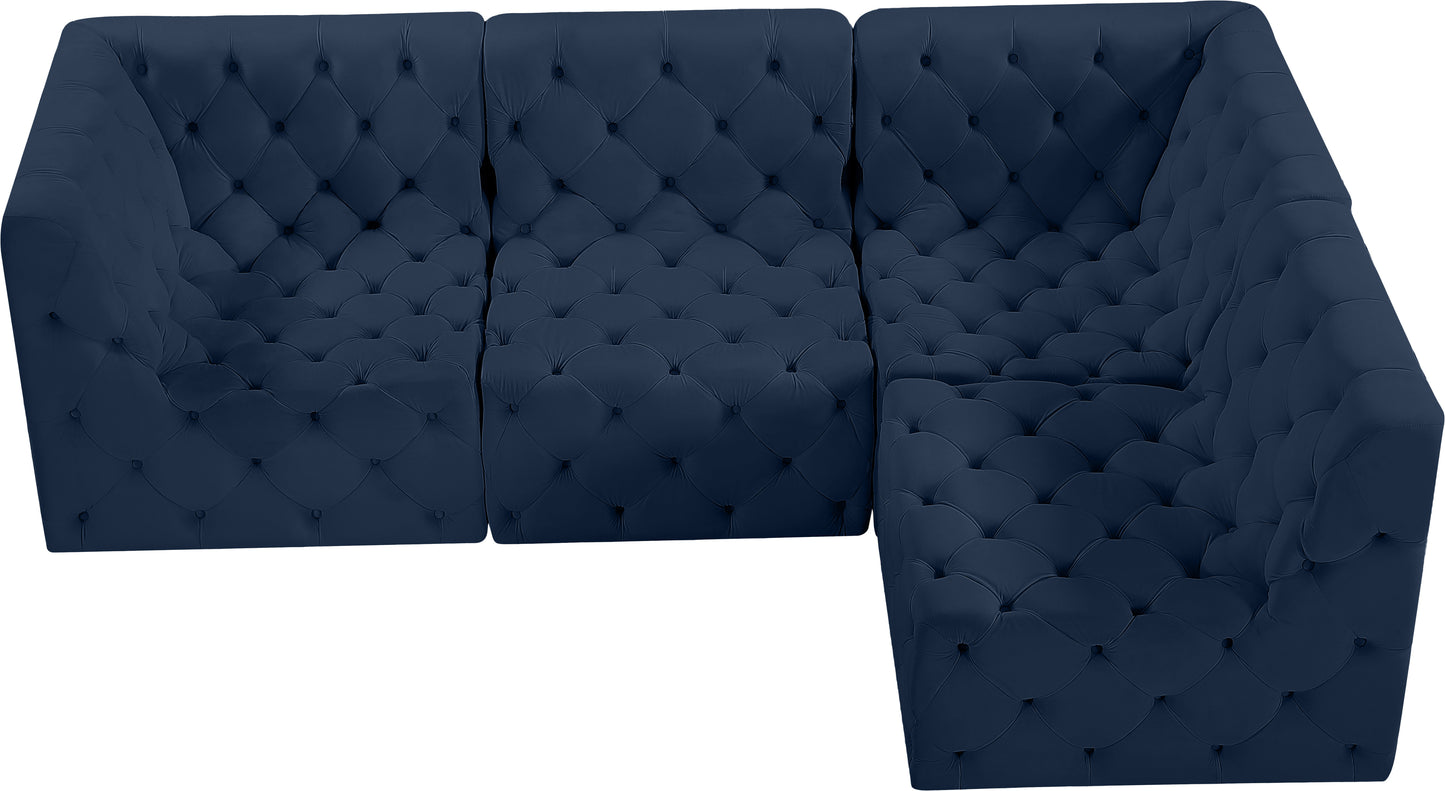 luna navy velvet modular sectional sec4a