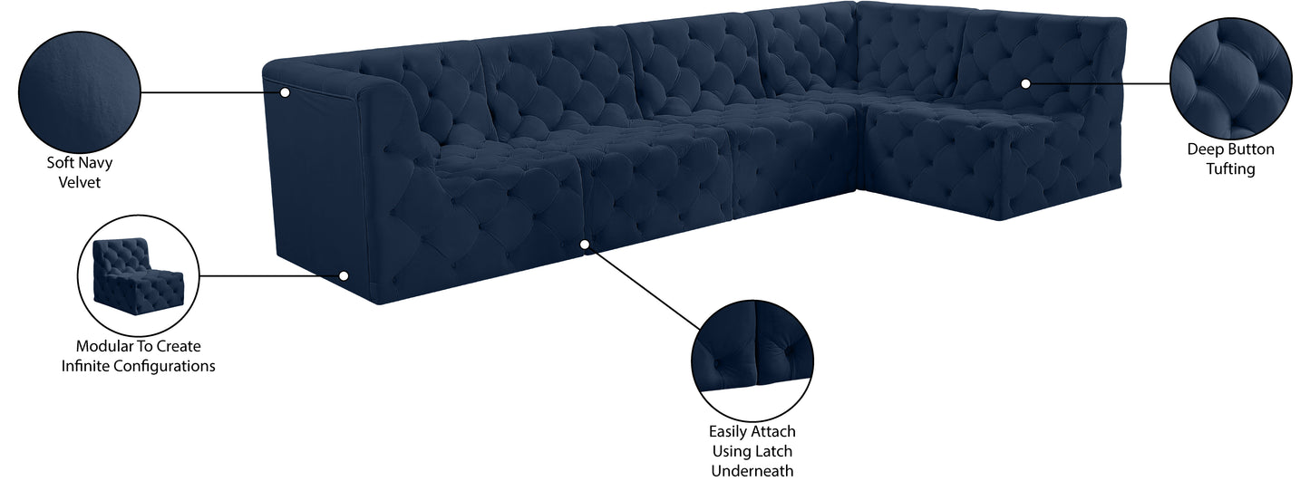 luna navy velvet modular sectional sec5a