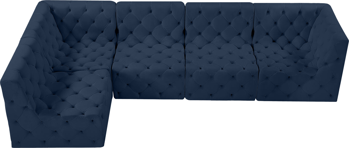 luna navy velvet modular sectional sec5a