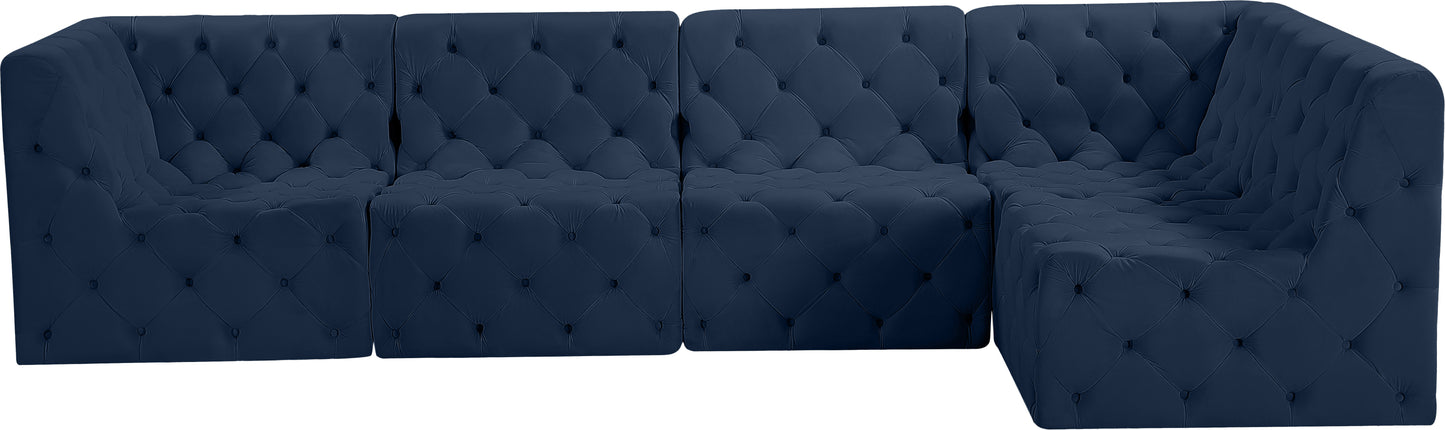 luna navy velvet modular sectional sec5a