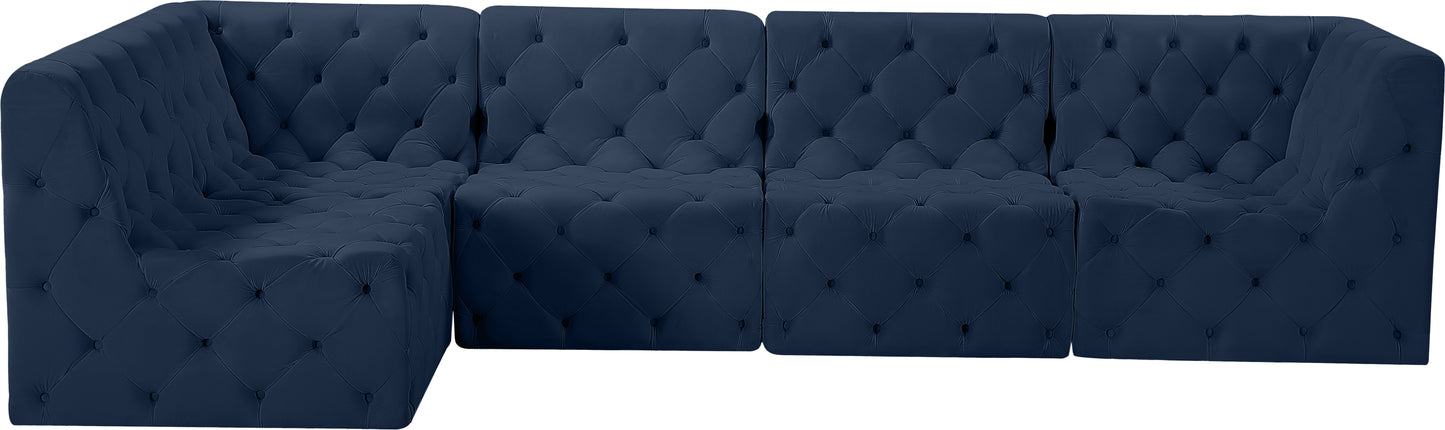 luna navy velvet modular sectional sec5a