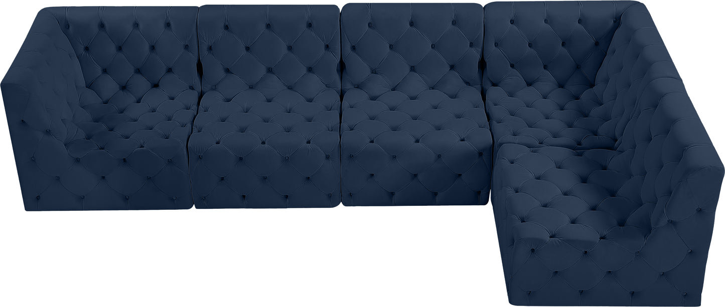 luna navy velvet modular sectional sec5a