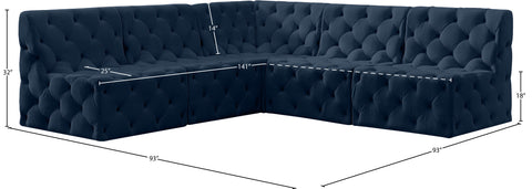 Luna Navy Velvet Modular Sectional Sec5B