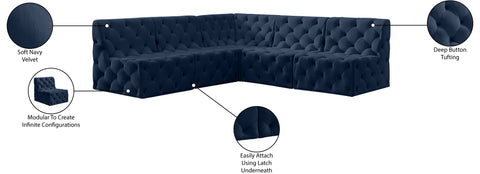Luna Navy Velvet Modular Sectional Sec5B