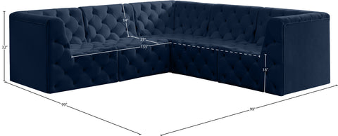 Luna Navy Velvet Modular Sectional Sec5C