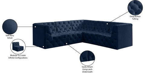 Luna Navy Velvet Modular Sectional Sec5C