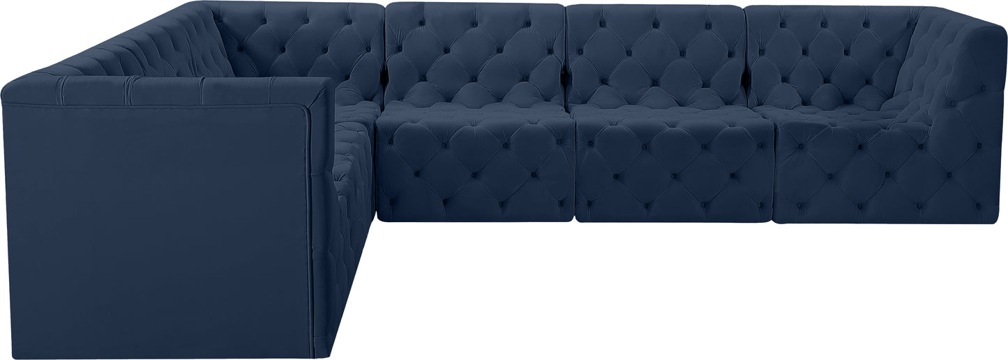 luna navy velvet modular sectional sec6a