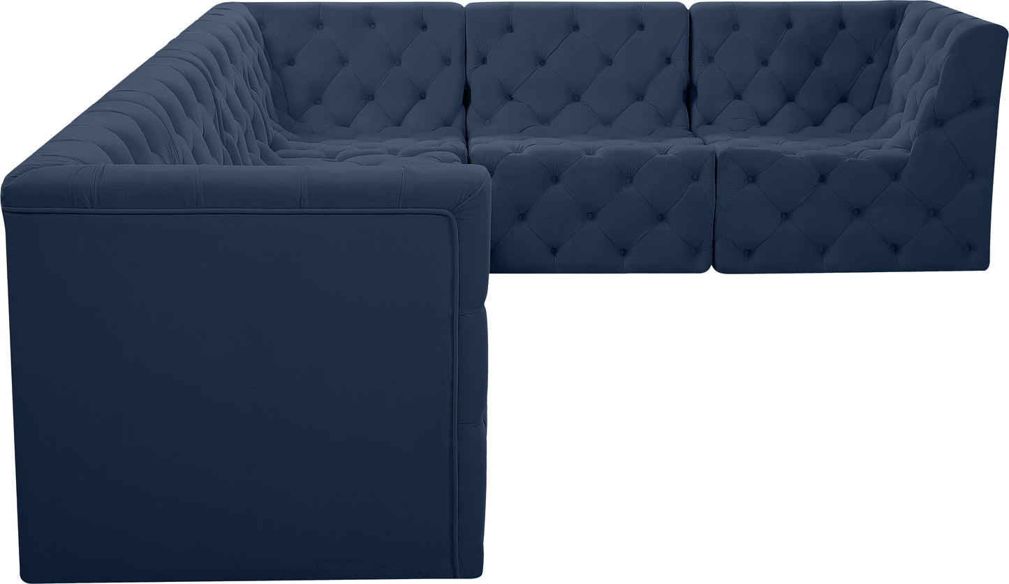 luna navy velvet modular sectional sec6a