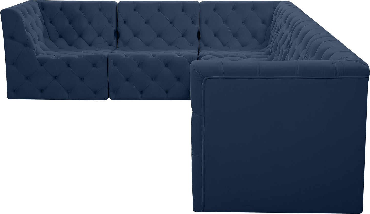 luna navy velvet modular sectional sec6a