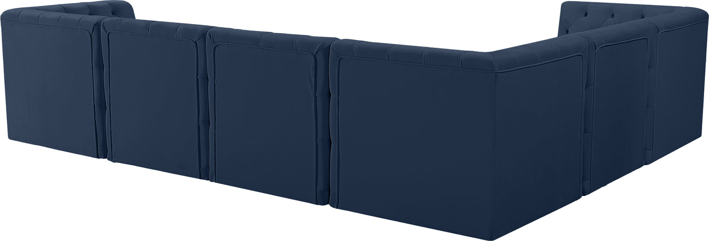 luna navy velvet modular sectional sec6a