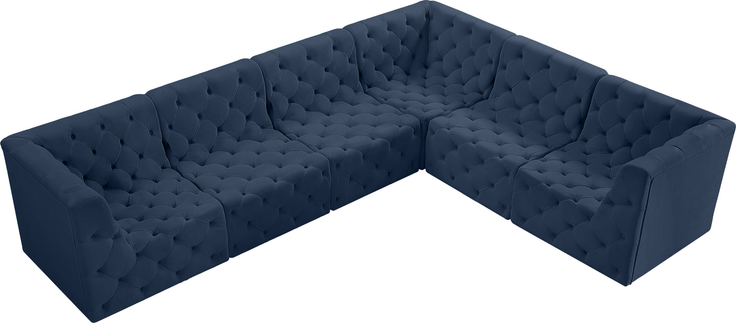 luna navy velvet modular sectional sec6a