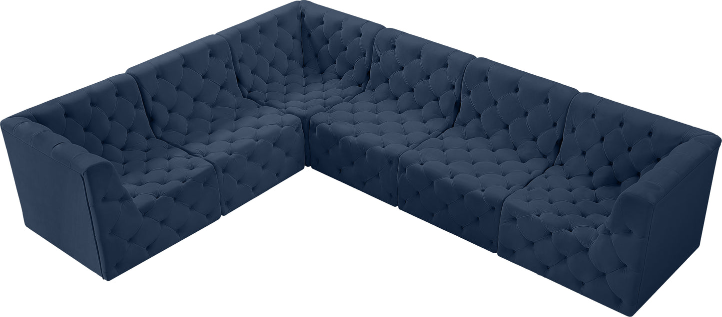 luna navy velvet modular sectional sec6a