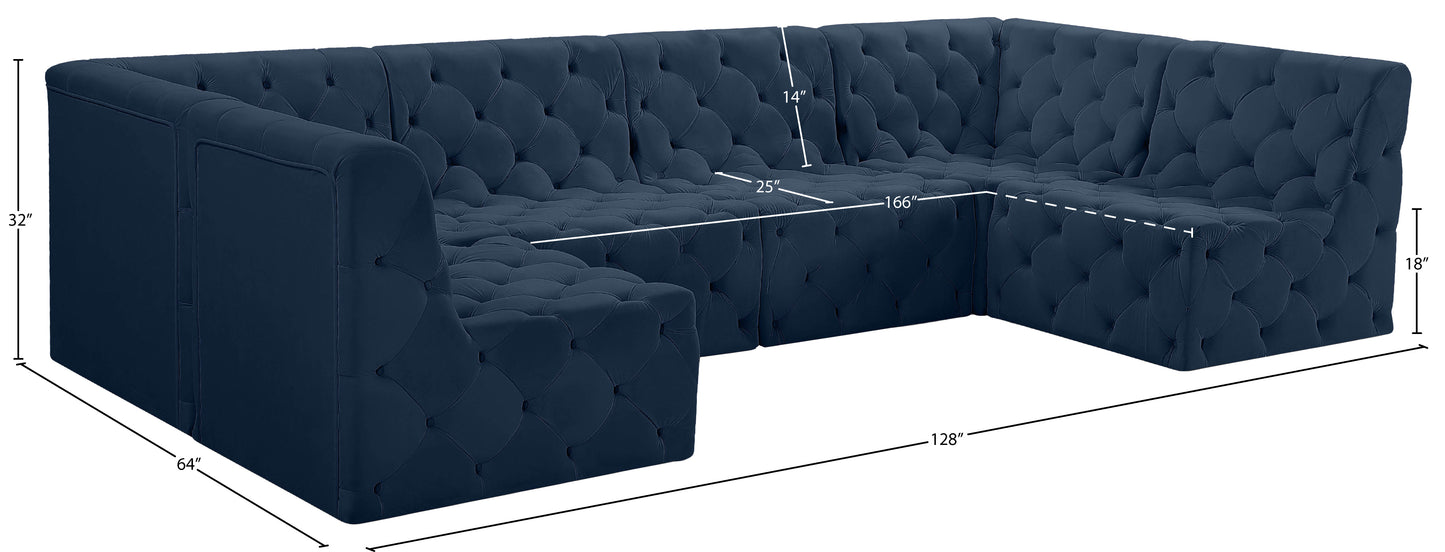 luna navy velvet modular sectional sec6b