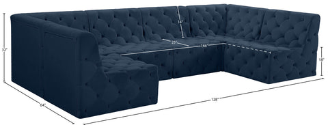 Luna Navy Velvet Modular Sectional Sec6B