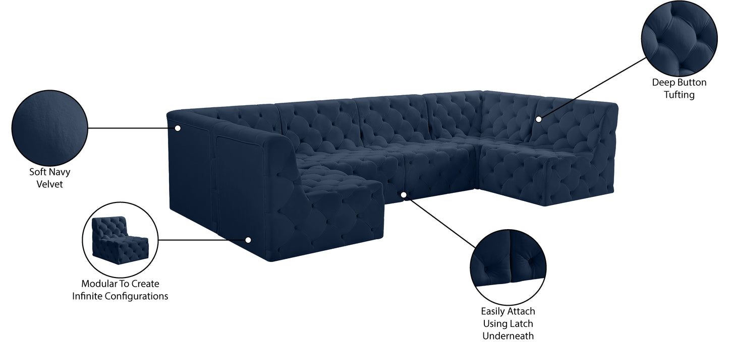 luna navy velvet modular sectional sec6b