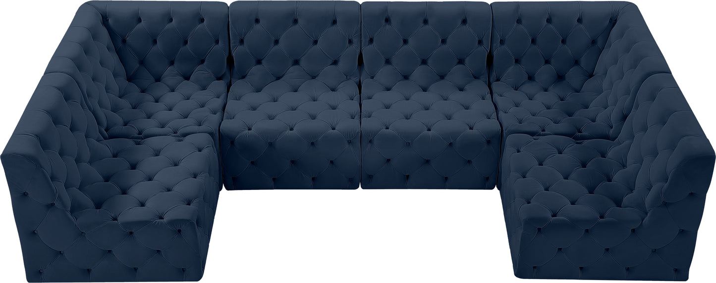 luna navy velvet modular sectional sec6b