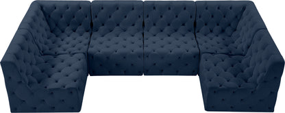 Luna Navy Velvet Modular Sectional Sec6B