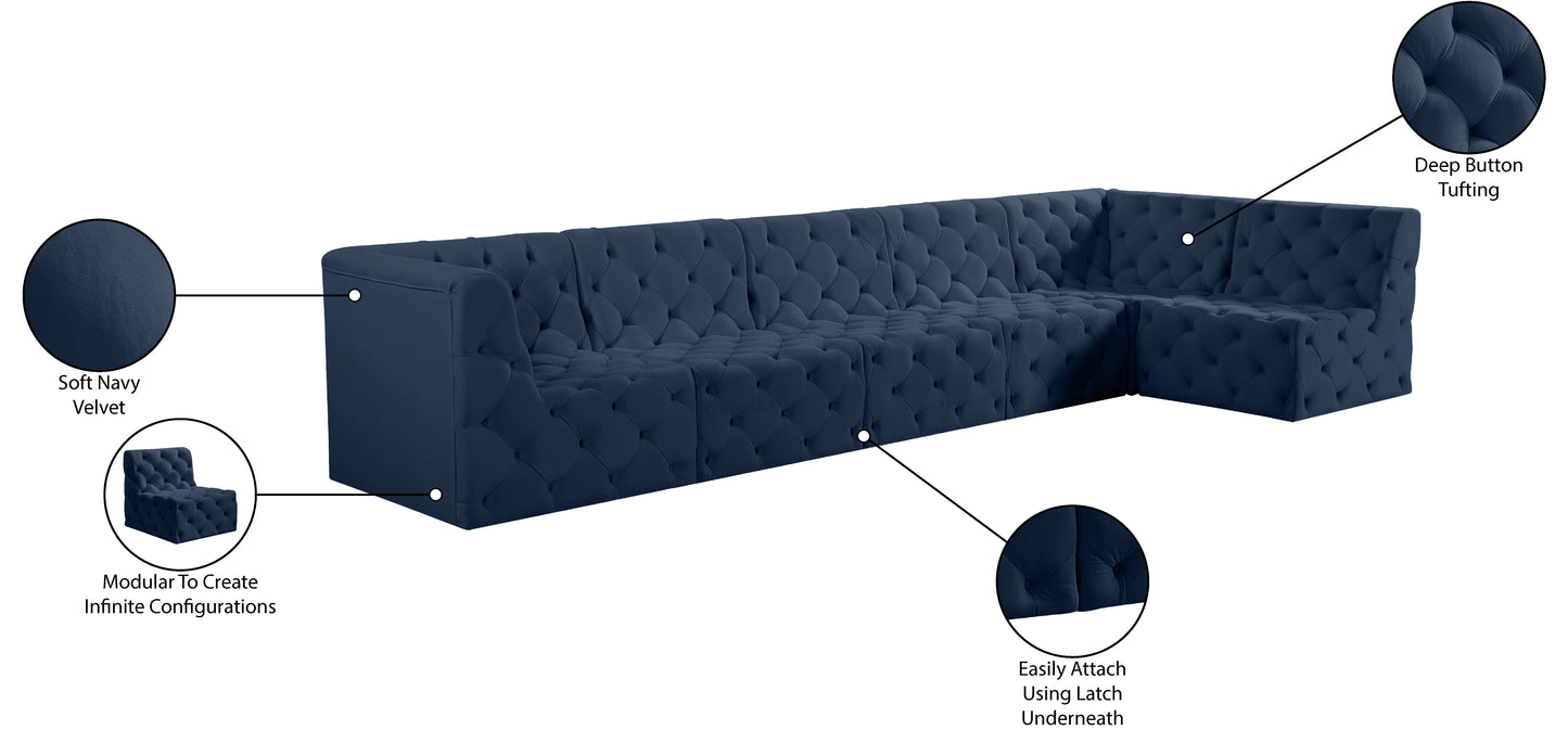 luna navy velvet modular sectional sec6c