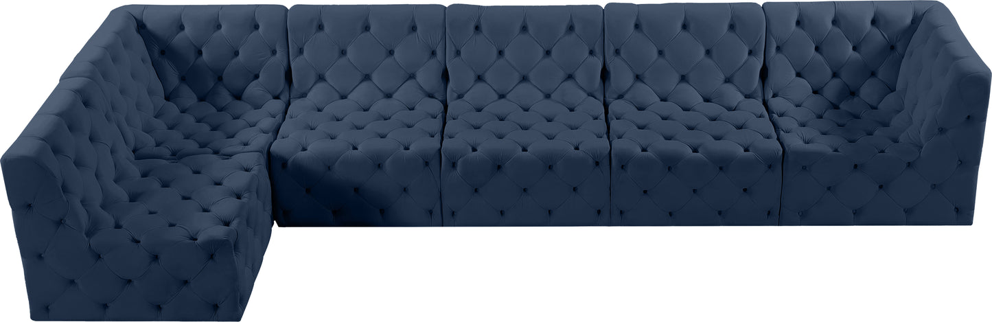 luna navy velvet modular sectional sec6c