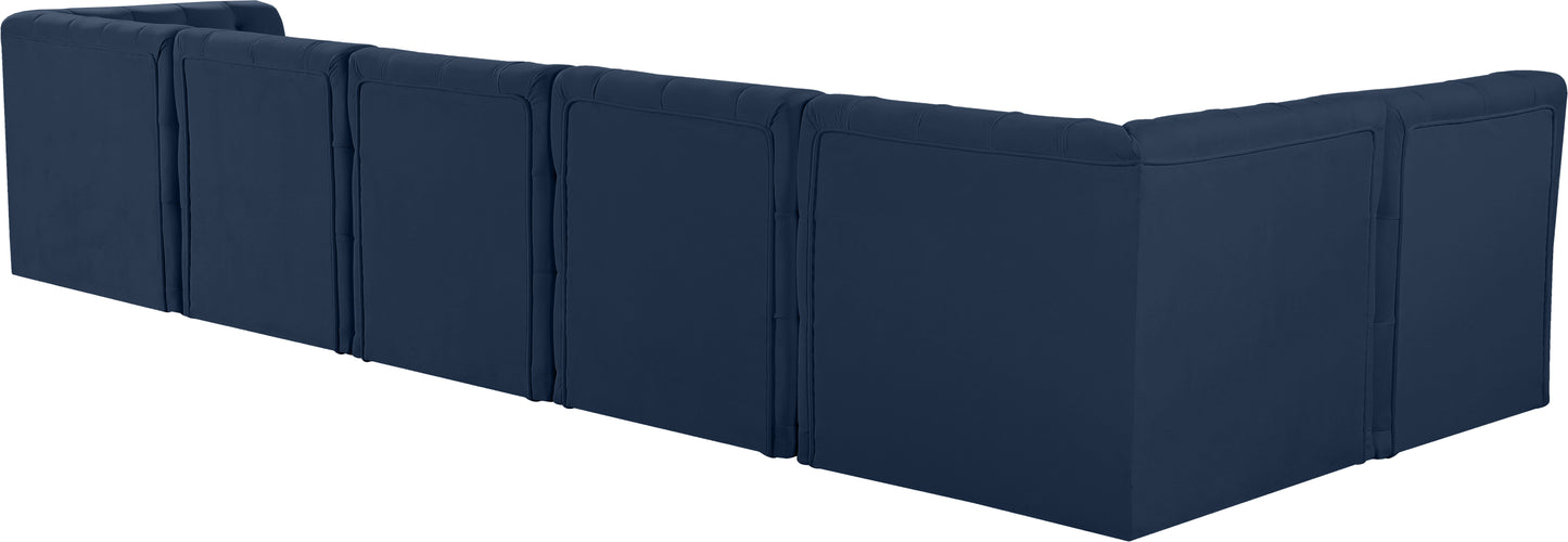 luna navy velvet modular sectional sec6c