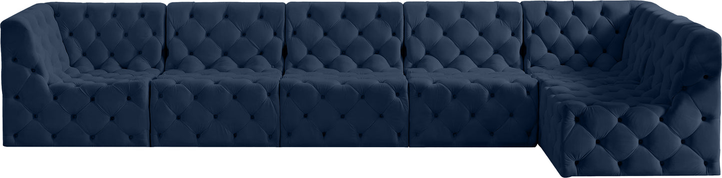 luna navy velvet modular sectional sec6c