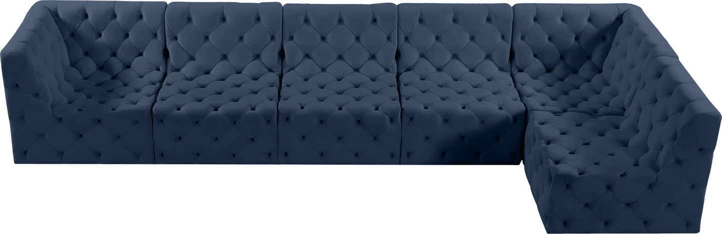 luna navy velvet modular sectional sec6c