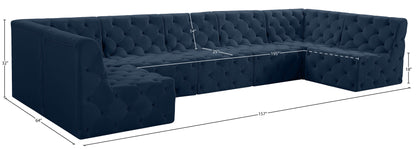 Luna Navy Velvet Modular Sectional Sec7A