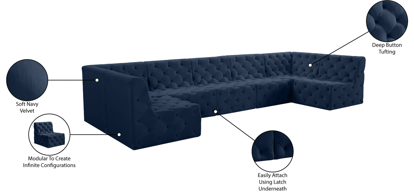 luna navy velvet modular sectional sec7a