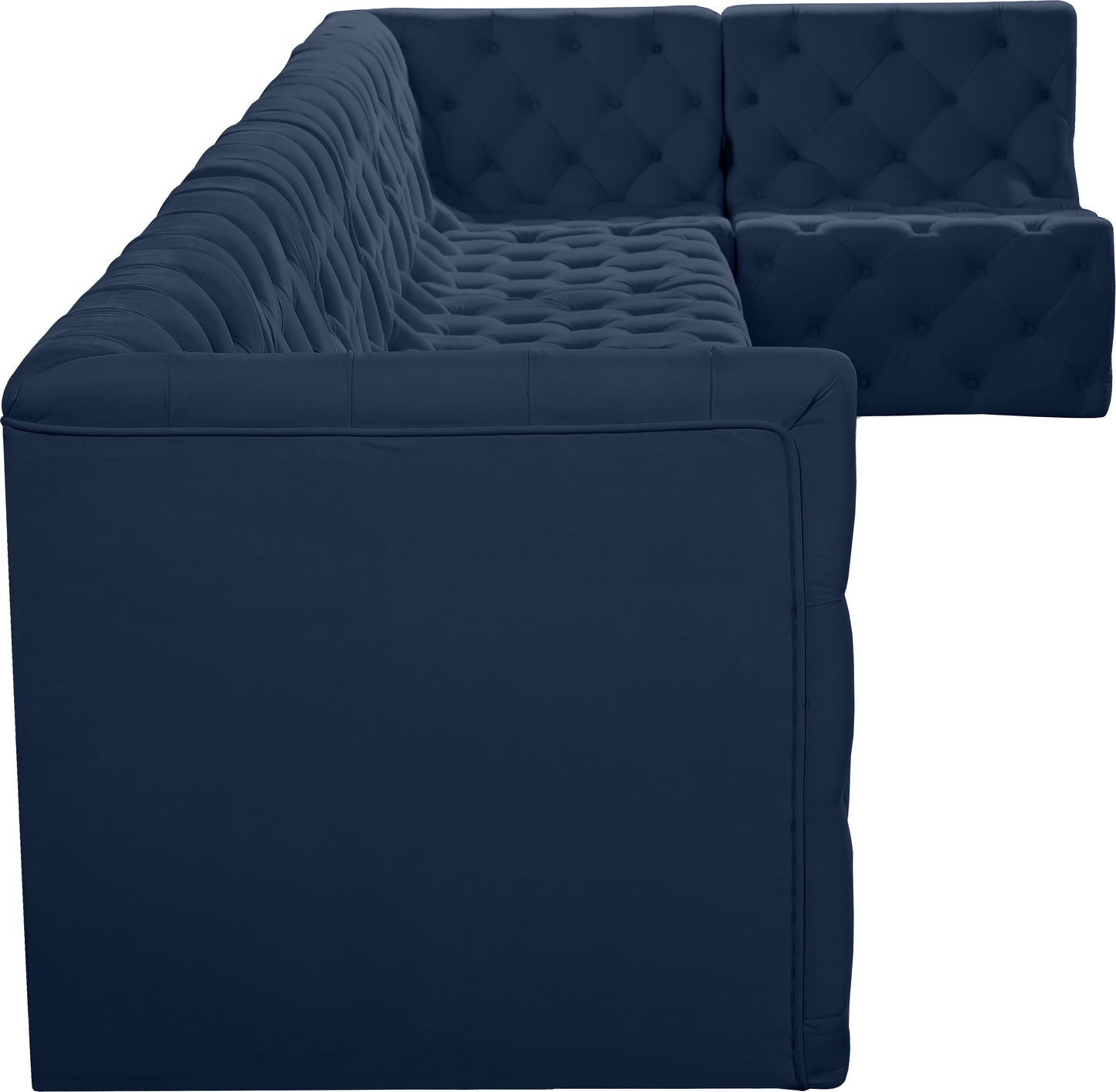 luna navy velvet modular sectional sec7b