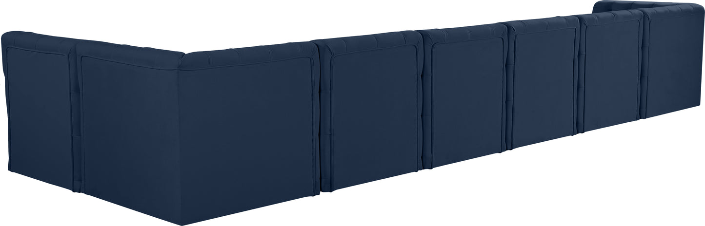 luna navy velvet modular sectional sec7b