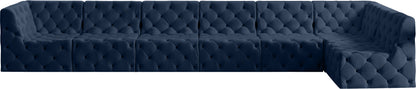 Luna Navy Velvet Modular Sectional Sec7B