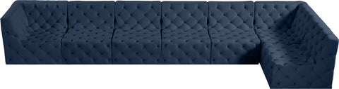 Luna Navy Velvet Modular Sectional Sec7B