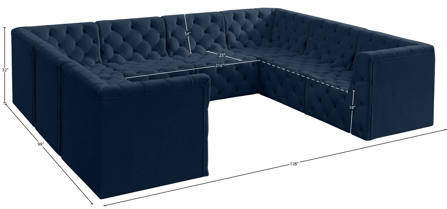 luna navy velvet modular sectional sec8a